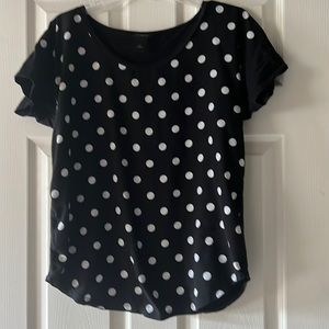 Women’s Ann Taylor Black & White Polka Dot Top, Size M